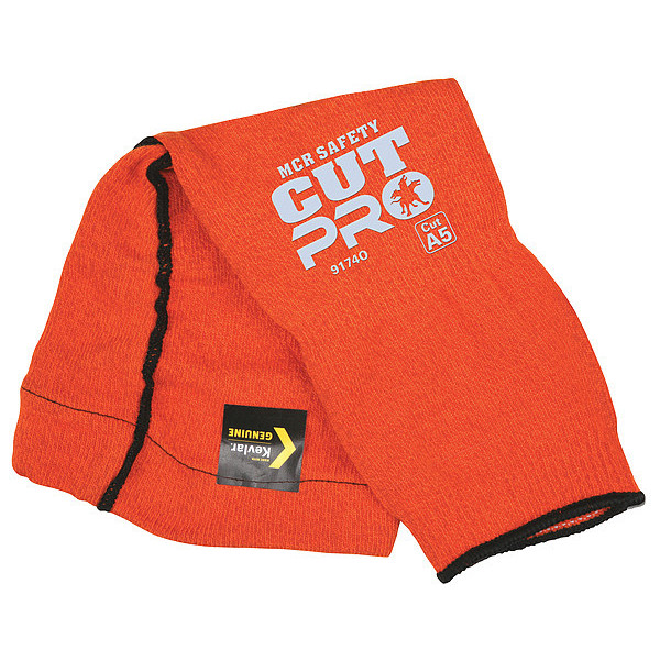 Mcr Safety Cut-Resistant Sleeve: ANSI/ISEA Cut Level A5, Bicep Gusset, Orange, 14 in Length 9174O