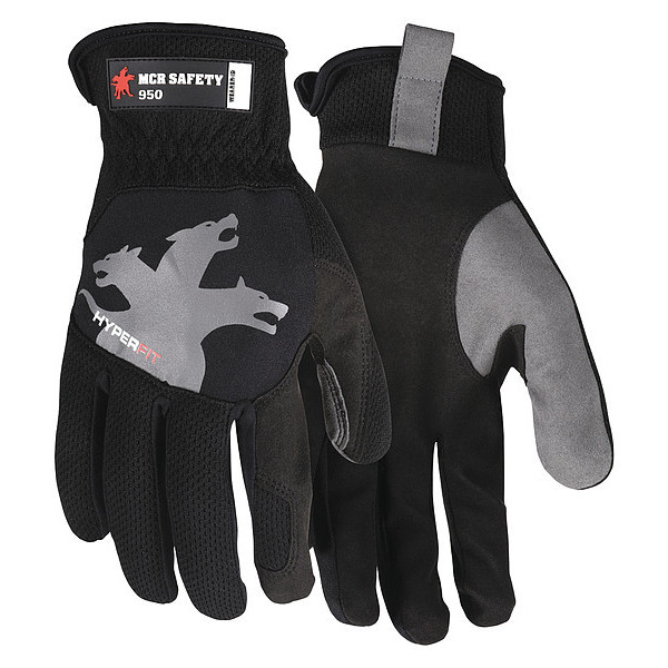 Mcr Safety Mechanics Gloves, L ( 9 ), Black/Gray 950L
