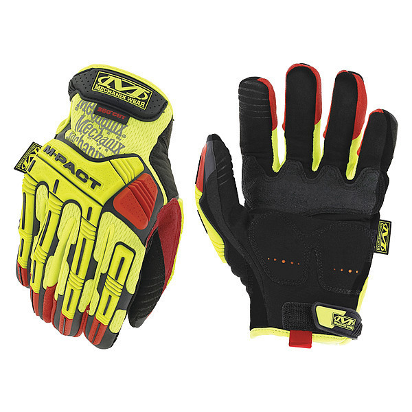 Mechanix Wear Hi-Vis Cut Resistant Impact Gloves, A4 Cut Level, Uncoated, L, 1 PR SMP-X91-010