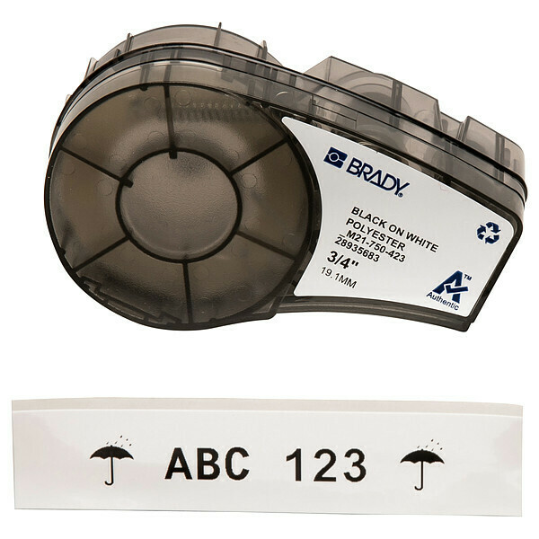Brady Label Cartridge, Black/White, 3/4 In. W M21-750-423