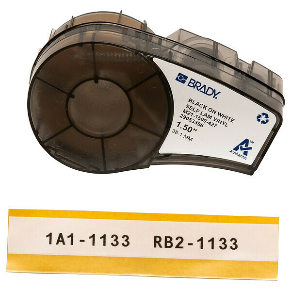 Brady Label Tape Cartridge, Black on White, Labels/Roll: Continuous M21-1500-427