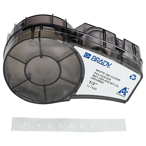 Brady Label Tape Cartridge, Permanent Printer M21-500-430-WT-CL