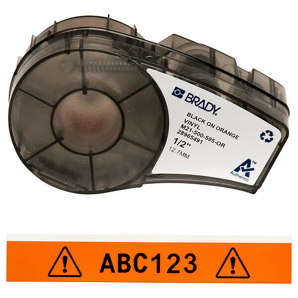 Brady Label Tape Cartridge, Black/Orange, Labels/Roll: Continuous M21-500-595-OR