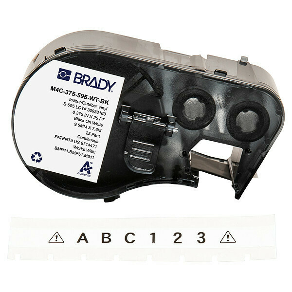 Brady Label and Ribbon Cartridge, Vinyl M4C-375-595-WT-BK