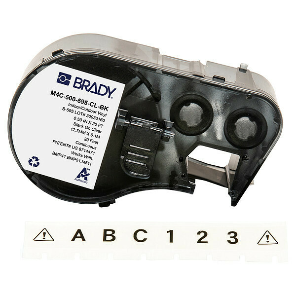 Brady Precut Label Roll Cartridge, Clear, Gloss M4C-500-595-CL-BK