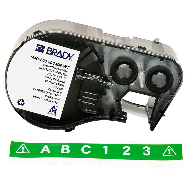 Brady Precut Label Roll Cartridge, Green, Gloss M4C-500-595-GN-WT