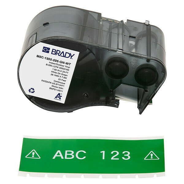Brady Precut Label Roll Cartridge, Green, Gloss M5C-1500-595-GN-WT