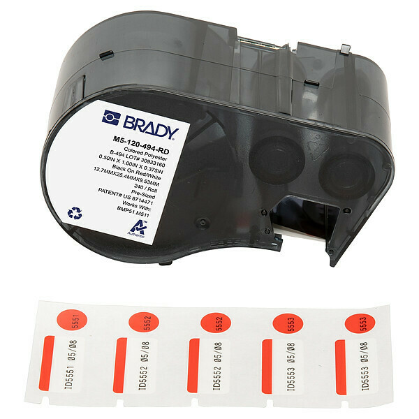 Brady Label and Ribbon Cartridge, Polyester M5-120-494-RD