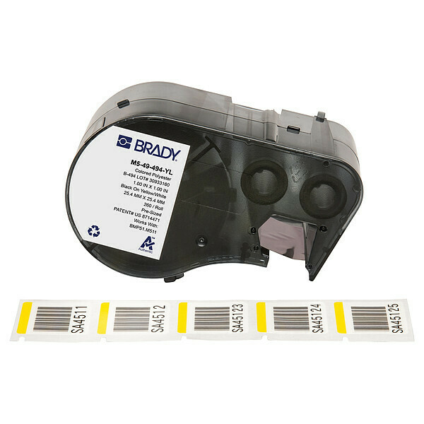 Brady Label and Ribbon Cartridge, Polyester M5-49-494-YL