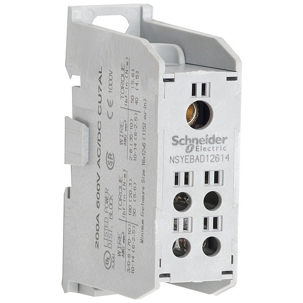 Square D Power Distr Block, Al/Cu, 600V AC/DC NSYEBAD12614