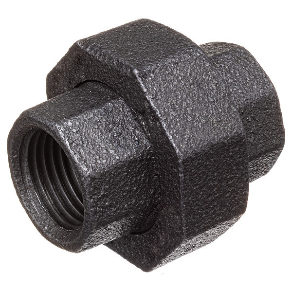 Zoro Select Female BSPT, Malleable Iron Black Coated Malleable Iron Pipe Fitting 793FD5