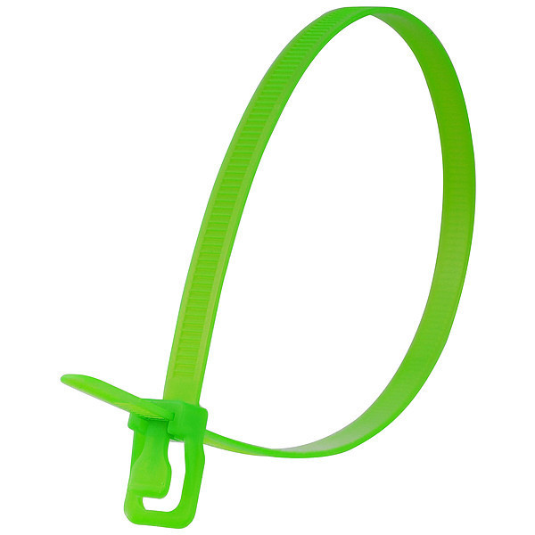 Retyz Releasable Tie, Fluor. Green, Nylon, PK50 PRT-S36FG-PA