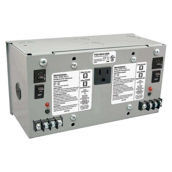 Functional Devices-Rib Enclosed Power Supply, 120V AC, 24V AC, 100VA PSH100A100A