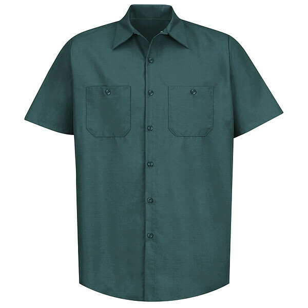 Red Kap Mens Ss Spruce Grn Poplin Wrk Shirt, 5XL SP24SG SS 5XL