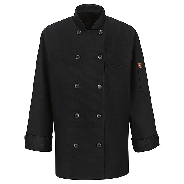 Red Kap Chef Coat, 3XL, Black 041XBK RG 3XL