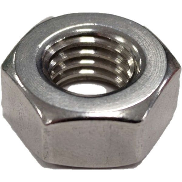 Zoro Select Hex Nut, 7/16"-14, 18-8 Stainless Steel, Not Graded, Plain, 3/8 in Ht, 25 PK U51080.043.0001
