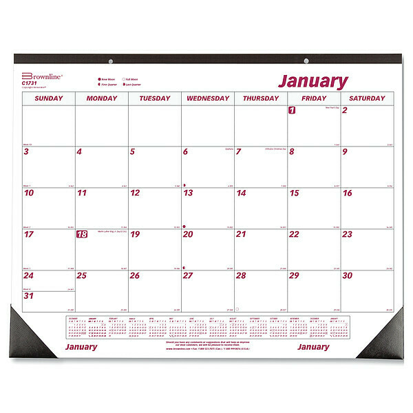 Brownline Desk Pad, Monthly, 21-3/4 x17", White C1731