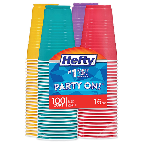 Hefty Party Cups 16 oz., Assorted Colors, Plastic, Pk400 C21637