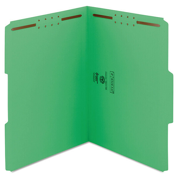 Smead File Two Fastener Folder, Green, Pk50 12140