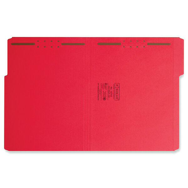 Smead Pressboard Folder, 2 Fastener, Red, PK50 12740