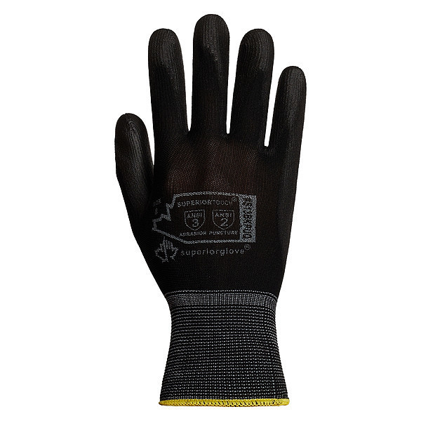 Superior Glove Polyurethane Coated Gloves, Superior Touch, Black, Size 11 S13BKPUQ11