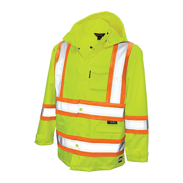 Tough Duck Rain Jacket with Hood, Hi-Vis Yellow/Green, L S37211