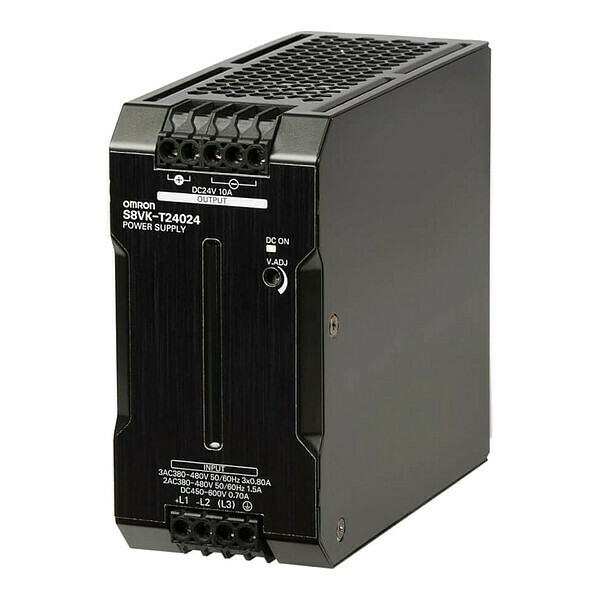 Omron Switching Power Supply, 380/480V AC; 450/600V DC, 24V DC, 240W, 10A, DIN Rail S8VK-T24024