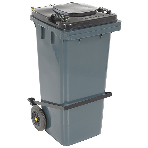 Vestil 32 gal Trash Can, Gray, HDPE TH-32-GY-FL