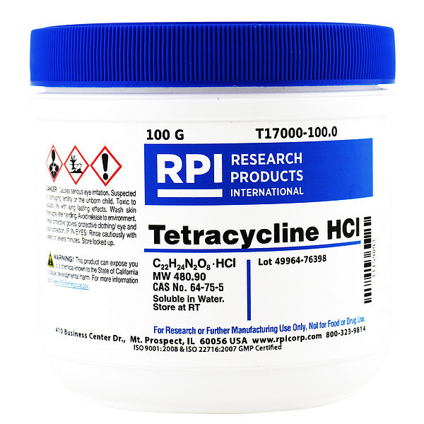 Rpi Tetracycline Hydrochloride, 100g T17000-100.0