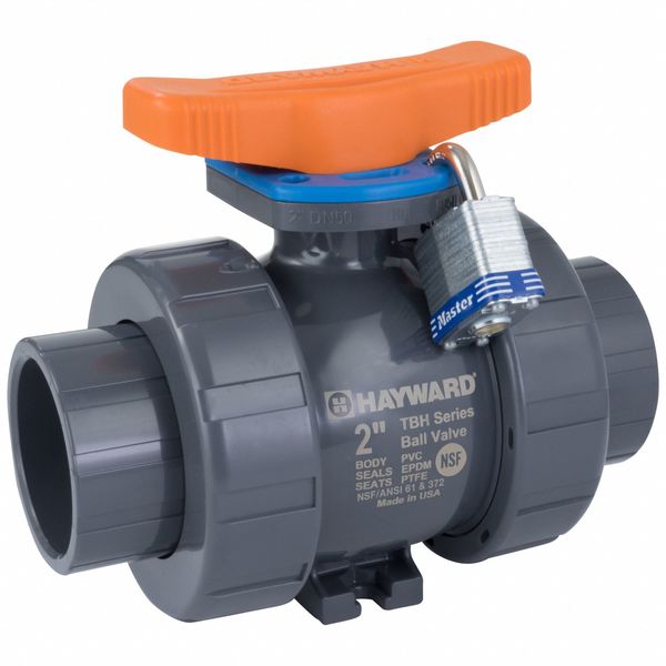 Hayward Flow Control Manual 2-Way Ball Valve, True-Union, PVC TBH1037A0SE0000