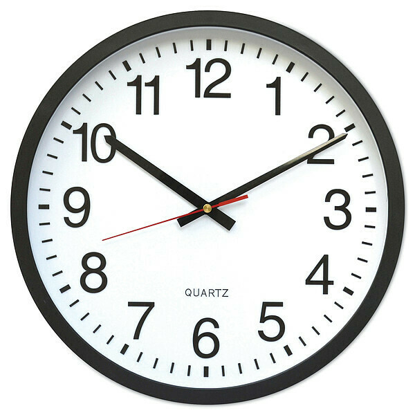 Zoro Select Round Wall Clock, Black, 12.5" dia. UNV10431