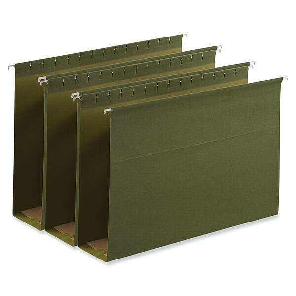 Zoro Select Box Hanging File Folders 8-1/2" x 14", 3" Expansion, Standard Green, Pk25 UNV14153