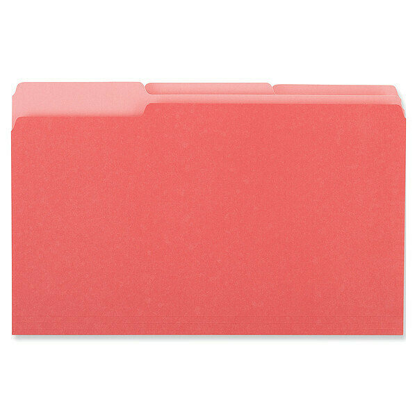 Universal One Tab Interior File Folder 1/3-Tab, Red, PK100 UNV15303