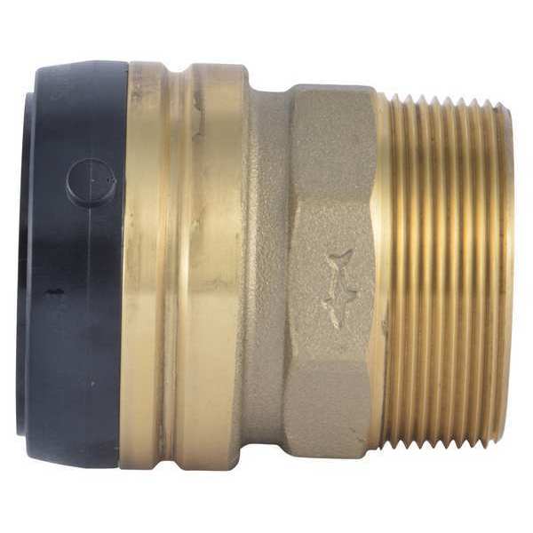 Sharkbite Male Connector, 2 in Tube Size, Brass, Brass UXL115450M