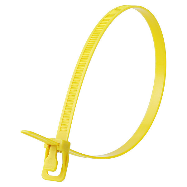 Retyz Releasable Tie, Yellow, Nylon, PK100 WKT-S14YW-TA