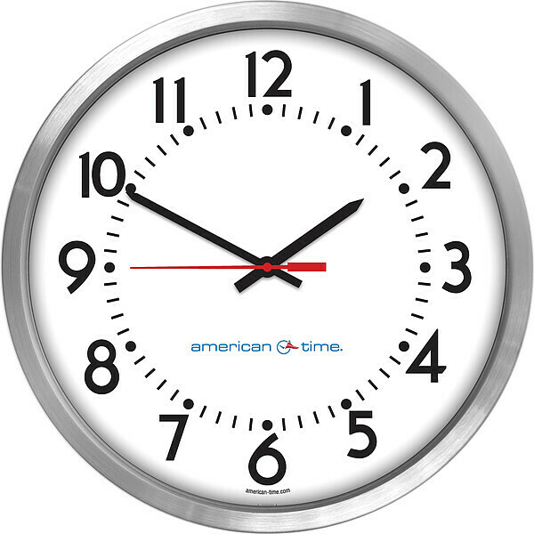 American Time Clock, Aluminum Case, Analog, 16-1/4"W, 1.5V WN64AGDD304BP