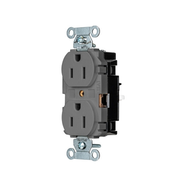 Hubbell Receptacle, 1/2 hp, 125V AC, NEMA 5-15R BR15STGY