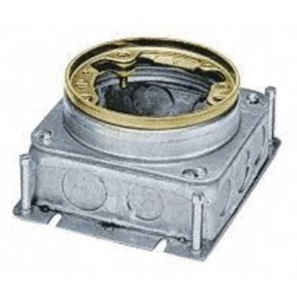 Hubbell Wiring Device-Kellems Electrical Box, 37.3 cu in, Floor Box, 1 Gang, Brass, Round FB2529