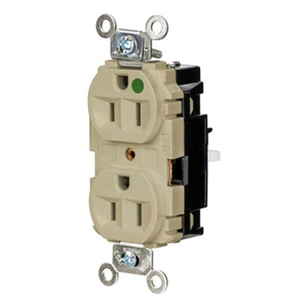 Hubbell Receptacle, 1/2 hp, 125V AC, NEMA 5-15R HBL8200STI