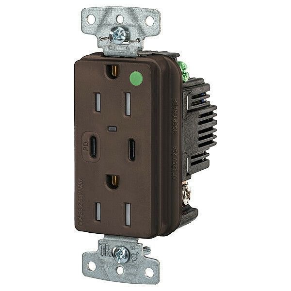 Hubbell USB Receptacle, Brown, 1/2 hp USB8200CPD