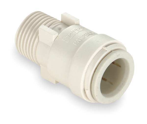 Watts Push-to-Connect, Threaded Male Adapter, 1/2 in Tube Size, Polysulfone, White 3501-1006