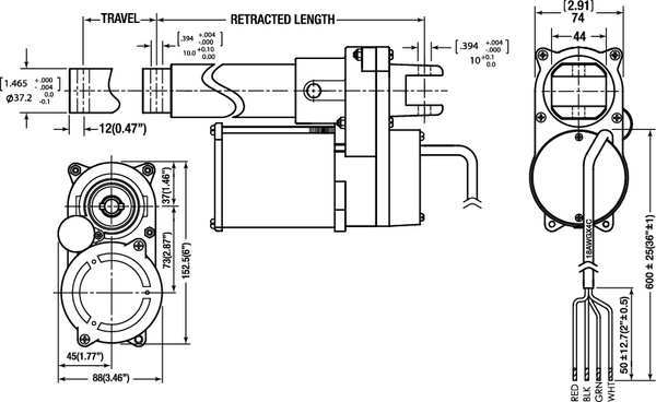 Duff-Norton Linear Actuator, 115VAC, 675 lb., 24 In LS35-1B4TN-24 Zoro