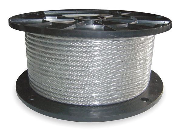 Dayton Cable, 1/4 In, L100Ft, WLL1400Lb, 7x19, Steel, Length: 100 ft 2TAF1