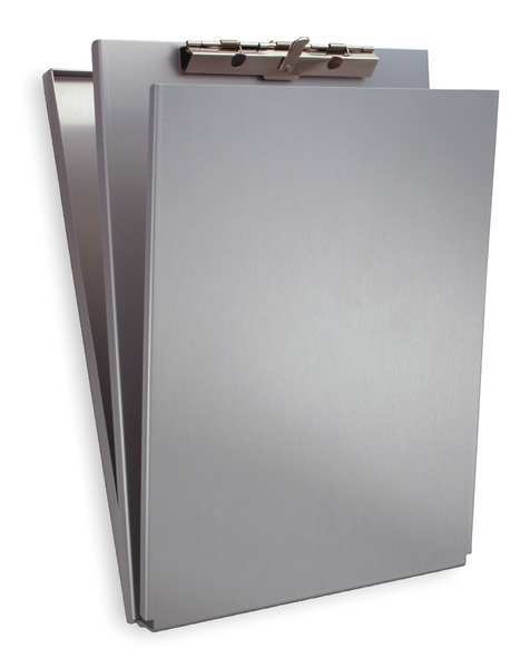 Zoro Select 8-1/2" x 11" Portable Storage Clipboard 1/2", Silver 10017