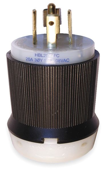 Hubbell 20A Locking Plug 4P 5W 120/208VAC L21-20P BK/WT HBL2511FC