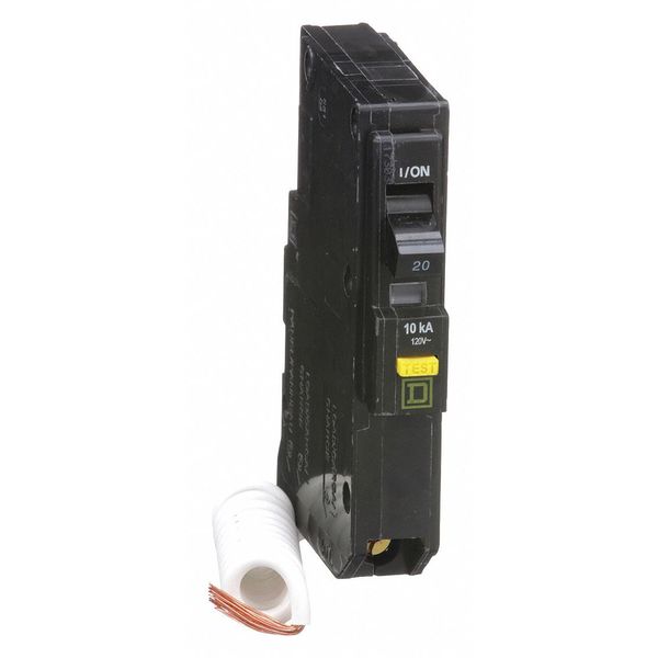 Square D Miniature Circuit Breaker, QO Series 20A, 1 Pole, 120V AC, A Curve QO120GFI