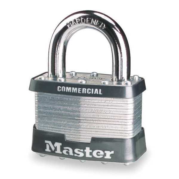 Master Lock Padlock, Keyed Alike, Standard Shackle, Rectangular Steel Body, Steel Shackle, 5/8 in W 3KA-3358