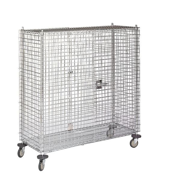 Zoro Select Wire Security Cart with Fixed Shelves 900 lb Capacity, 28 1/2 in W x 64 in L x 68 in H, 0 Shelves 1ECH1