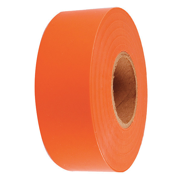 Zoro Select Flagging Tape, Orange, Polyethylene, 1 3/16 in Roll Width, 300 ft Long, 2 mil Thick, UV Resistant 1EC25