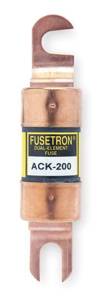Bussmann Forklift Limiter Fuse, Time Delay, 200 A, ACK Series, Not Rated,  72V DC, 3-3/4" L x 1-5/32" dia ACK-200 Zoro